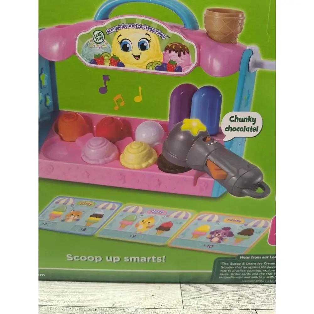Leap Frog Scoop & Learn Ice Cream Shop with Cones Popsicles Scoops 27 Pieces NIB